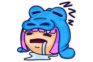 Sleeping Cartoon Character with Crocodile Hat vector