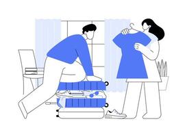 Overpacking isolated cartoon illustrations. vector