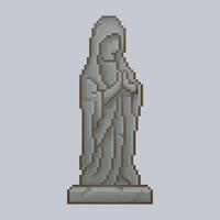 praying figure statue in pixel art style vector