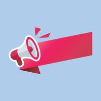 megaphone sign with red banner in isolated background vector