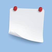 White note pinned with red thumbtacks in isolated background vector