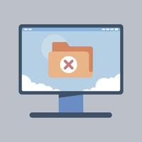 no folder found in monitor screen in isolated background vector