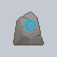 stone with magical sign in pixel art style vector
