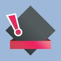 black square with red banner and alert symbol in isolated background vector