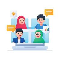 Flat Gradient Virtual Collaboration Concept Illustration vector
