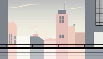 Pastel urban rooftops background. Minimal cityscape with buildings in soft pink tones for modern design vector