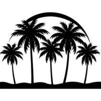 a row of palm trees with wide fronds silhouetted vector