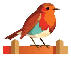 a colorful watercolor of a robin redbreast perched on a branch vector