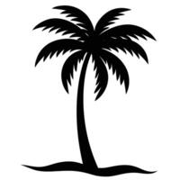 a silhouette of a palm tree with a slight curve l vector