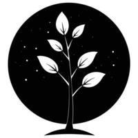 a small sapling silhouetted against the glow of a vector