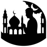 the silhouette of a person praying in front of a m vector