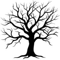 a leafless tree with twisted reaching branches in vector