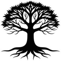 a large tree with a crooked trunk and deeply sprea vector
