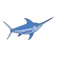 a realistic watercolor of a swordfish showing its sharp vector