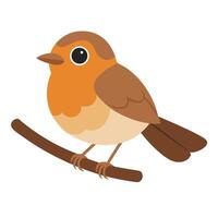 a gentle watercolor of a baby robin perched on a branch vector