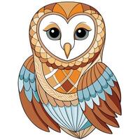 a detailed watercolor of a barn owl with intricate feather patterns vector