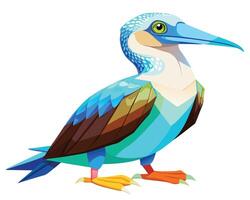a colorful watercolor of a booby bird with its distinctive plumage vector