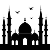 multiple minarets of a grand mosque silhouetted a vector