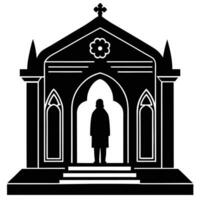 a silhouette of a person standing in front of a to vector