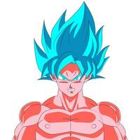 Illustration of Goku SSJ Blue face plus kaioken full color vector