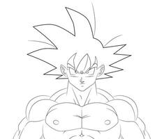 Goku with Fight Marks Drawing Ready to Color vector