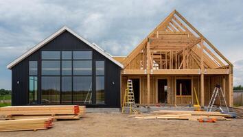 Cloudy Day at a Rustic Barnhouse Building Site photo