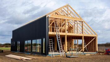 Construction Site of a Modern Barn-Style Home photo