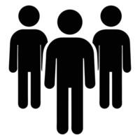 Three simple figures standing together, isolated on white background vector