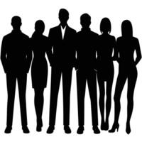 Silhouette of a business team standing together, isolated on white background vector