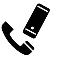 A black landline phone and a black smartphone icon, isolated on white background vector