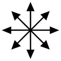 Eightpointed star symbol with arrows pointing outwards, isolated on white background vector