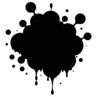 A black ink splatter isolated on white background, with dripping edges and irregular shapes vector