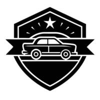 A black and white car logo in the shape of a shield, isolated on white background vector