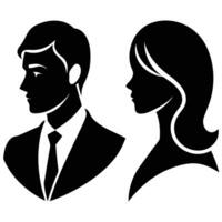 Silhouettes of a man in a suit and a woman, profile view, isolated on white background vector