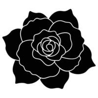 Black silhouette of a rose flower isolated on white background vector