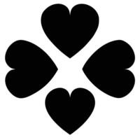 Four black hearts arranged in a clover shape, isolated on white background vector