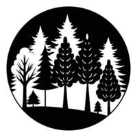 A stylized illustration of a group of trees in a circle, isolated on white background vector