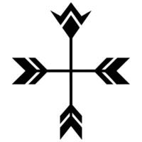 A geometric cross design featuring four black arrows, isolated on white background vector
