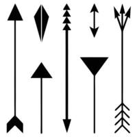 A set of various black arrow icons isolated on white background vector