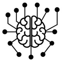 A stylized brain icon with interconnected nodes, isolated on white background vector
