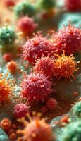 Microscopic Viruses and Germs Spreading Infection in Close Proximity photo