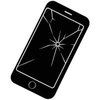 A broken cell phone with a cracked screen on it vector