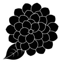 Black dahlia flower silhouette isolated on white background vector