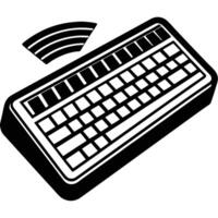 A black and white computer keyboard with a wireless mouse vector