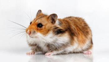 Hamster in High Contrast on White Background, Radiantly Illuminating with a Playful Aura Amidst a Clean and Minimal Setting, Perfect for Digital Art, Home Decor, or Design Inspiration. photo