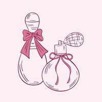 Illustration of perfume bottles with vintage bows vector