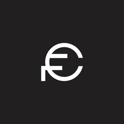 Creative Monogram Letters CF FC Icon Logo on black background.