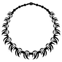 Tribal necklace outline design with claw motif pattern in circular arrangement vector