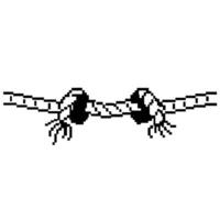 Pixelated hands gripping rope, conflict or teamwork concept black and white minimalist illustration, challenge and struggle vector