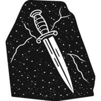 ancient engraved dagger in stone historical artifact illustration with intricate details and cracks vector